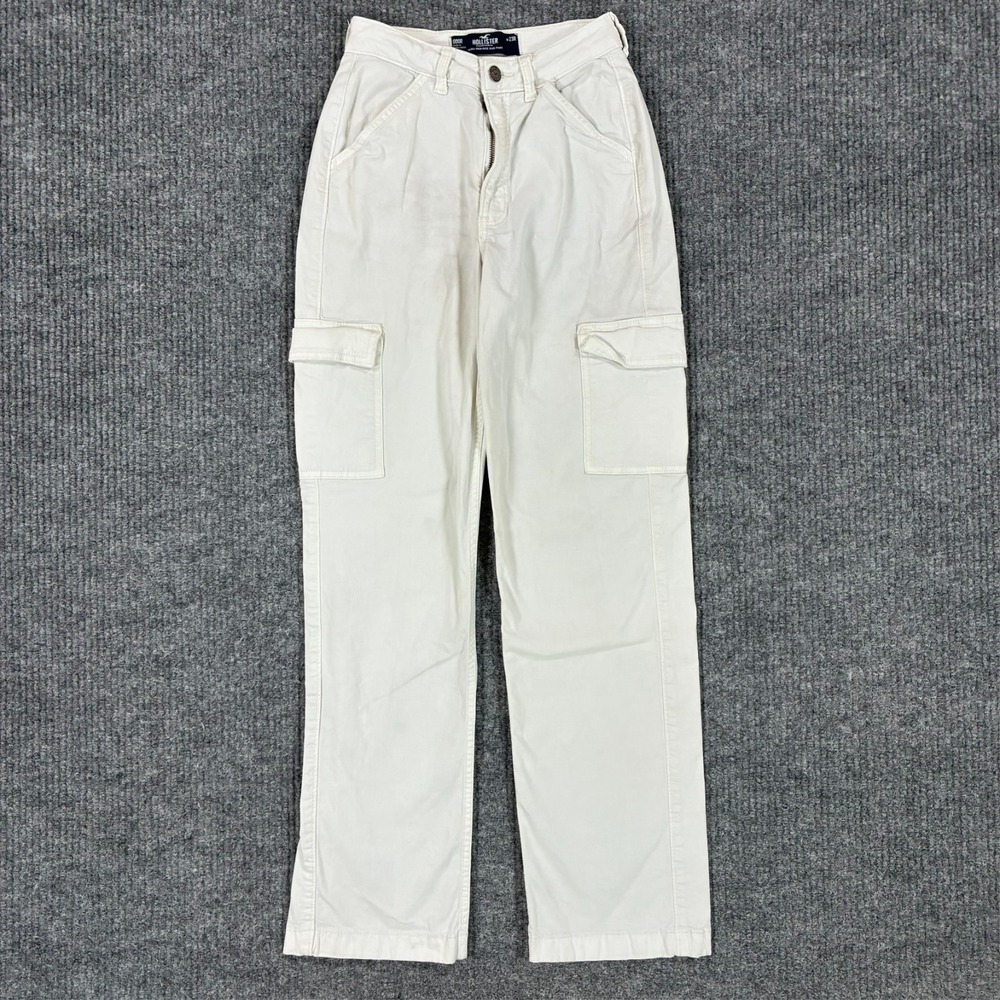 Hollister Ultra High-Rise Dad Pants Womens Size 000R White Cargo Mid Rise